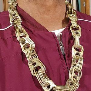 Necklace - Aluminum Pull Tab Can Tab Gold Toned Large Tabs Continous Chain